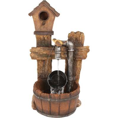 BIRDHOUSE PAIL FOUNTAIN