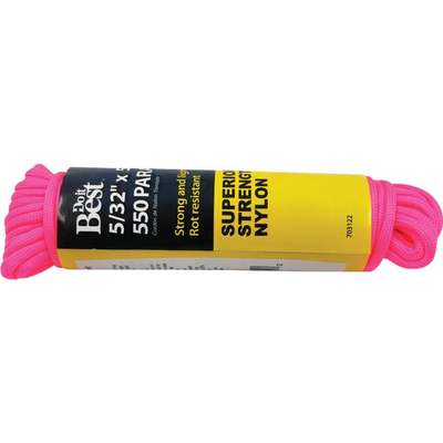 Do it Best 550 5/32 In. x 50 Ft. Pink Nylon Paracord