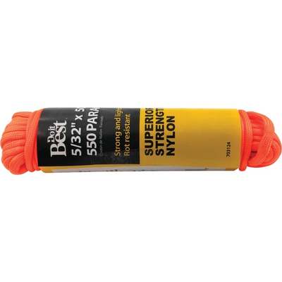 Do it Best 550 5/32 In. x 50 Ft. Orange Nylon Paracord