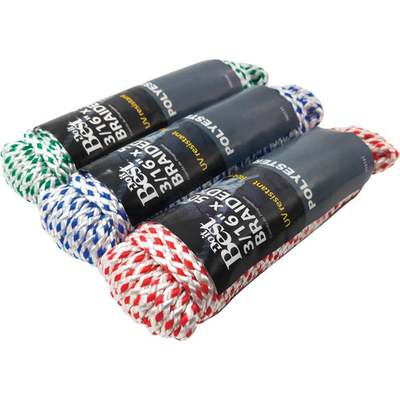 Do it Best 3/16 In. x 50 Ft. Assorted Colors Diamond Braided Polyester