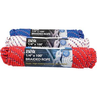 Do it Best 1/4 In. x 100 Ft. Assorted Colors Diamond Braided Polypropylene