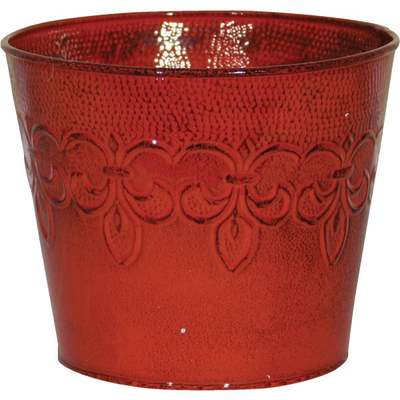 4" CYN-RED METAL PLANTER