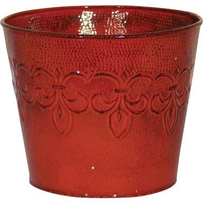 6" CYN-RED METAL PLANTER