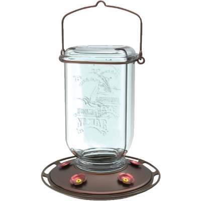 More Birds 25 Oz. Glass Mason Jar Hummingbird Feeder