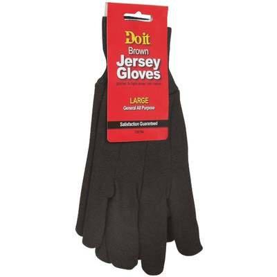 GLOVES BROWN JERSEY LARGE