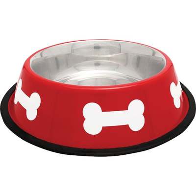 32OZ SS RED/BONES BOWL