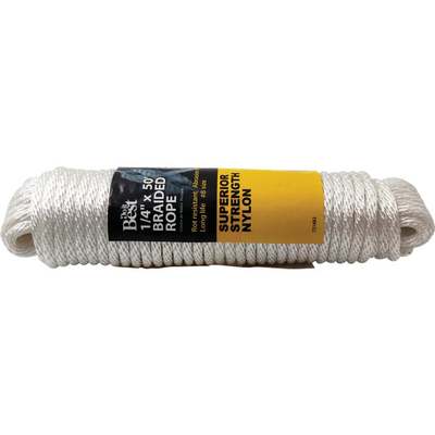 Do it Best 1/4 In. x 50 Ft. White Braided Nylon Packaged Rope