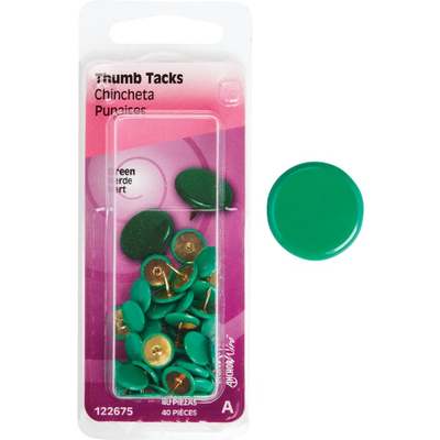 40PC GREEN THUMB TACK
