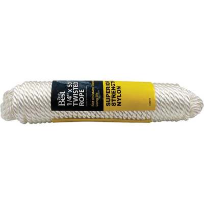 Do it Best 1/4 In. x 50 Ft. White Twisted Nylon Packaged Rope