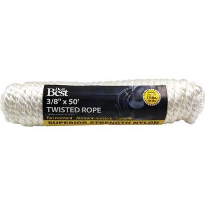 Do it Best 3/8 In. x 50 Ft. White Twisted Nylon Packaged Rope