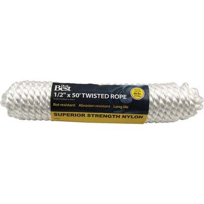 Do it Best 1/2 In. x 50 Ft. White Twisted Nylon Packaged Rope