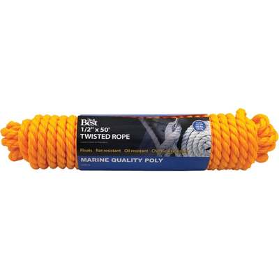 Do it Best 1/2 In. x 50 Ft. Yellow Twisted Polypropylene Packaged Rope