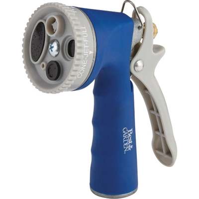 Best Garden Metal 5-Pattern Nozzle with Comfort Grip, Blue & Gray