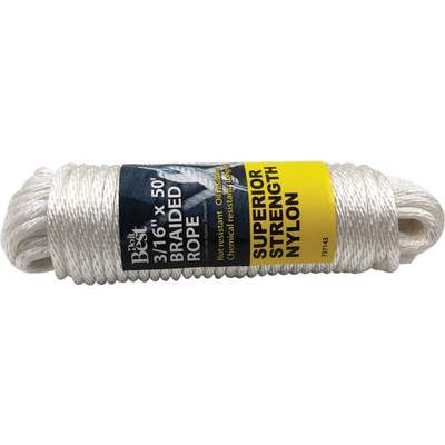 Do it Best 3/16 In. x 50 Ft. White Braided Nylon Packaged Rope