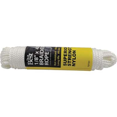 Do it Best 1/8 In. x 48 Ft. White Braided Nylon Packaged Rope