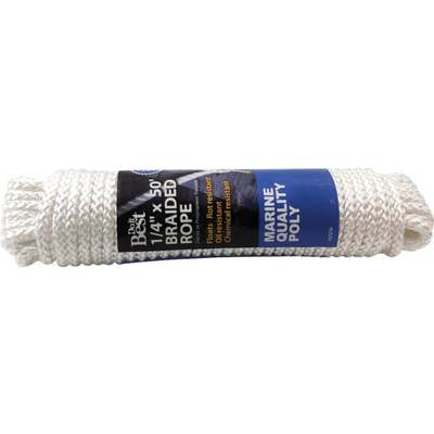Do it Best 1/4 In. x 50 Ft. White Solid Braided Polypropylene Packaged Rope