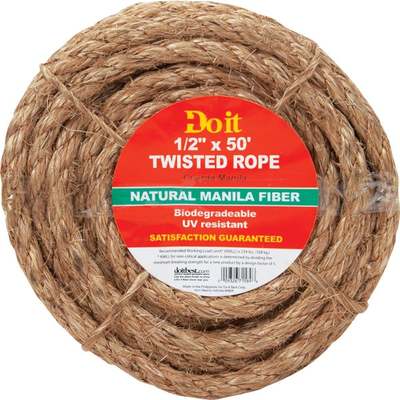 Do it Best 1/2 In. x 50 Ft. Natural Twisted Manila Fiber Packaged Rope