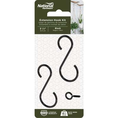 National Hardware 3-1/2 In. Black Steel Extension Hook Kit