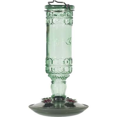 Perky-Pet 10 Oz. Green Glass Antique Bottle Hummingbird Feeder