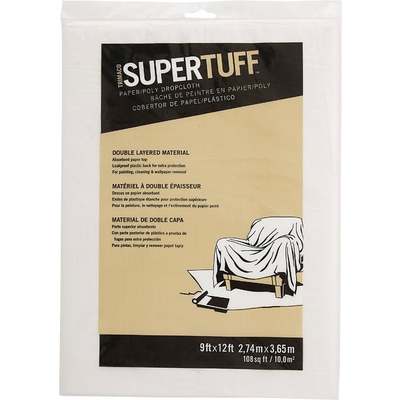 Trimaco SuperTuff 9 Ft. x 12 Ft. Paper/Poly Drop Cloth