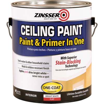 Zinsser Latex Paint & Primer In One Stainblock Flat Ceiling Paint, Bright
