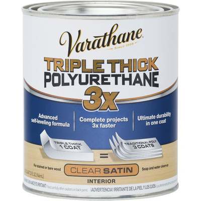 Varathane Satin Triple Thick Interior Polyurethane, 1 Qt.