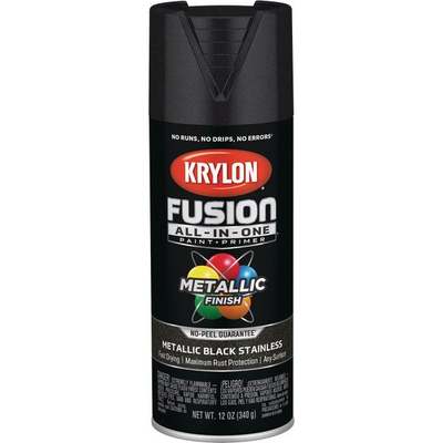 Krylon Fusion All-In-One Metallic Spray Paint & Primer, Black Stainless