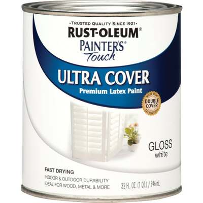 RUST-OLEUM LATEX GLS WHT QT (Price includes PaintCare Recycle Fee)
