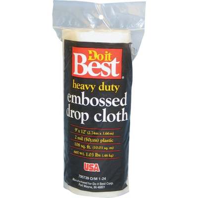 Do it Best Embossed Plastic 9 Ft. x 12 Ft. 2 mil Drop Cloth