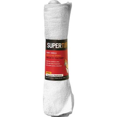 Trimaco SuperTuff 14 In. x 17 In. White Terry Towels (6-Pack)