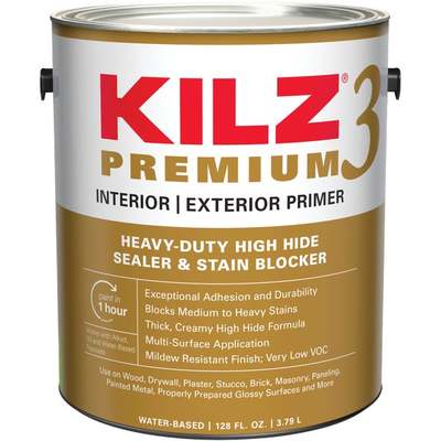 KILZ 3 Premium Water-Base Interior/Exterior Sealer Stain Blocking Primer,