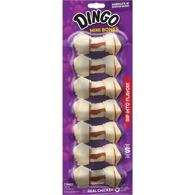 7PK WHT MINI DINGO CHEW