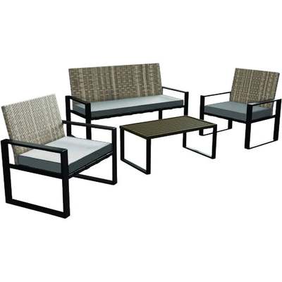 4PC GRY WICKER CHAT SET