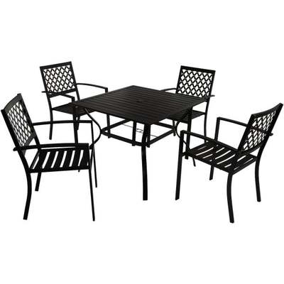 5PC BLK STEEL DINE SET