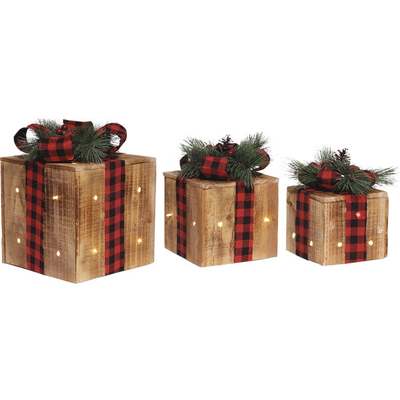 3PK WWLED WOOD GIFT BOX