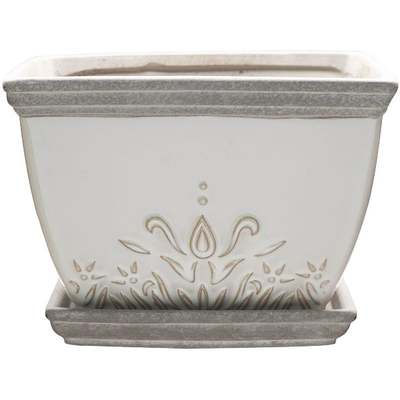 8" WHT BRENTWOOD PLANTER