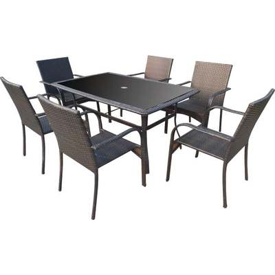 7PC DRKBRWN DINING SET