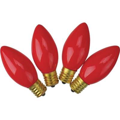 BULB C9 RED 4PK