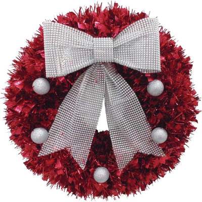 18" RED TINSEL WREATH