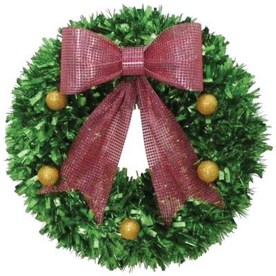 18" GREEN TINSEL WREATH