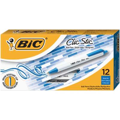 12PK MED BLUE RETRCT PEN