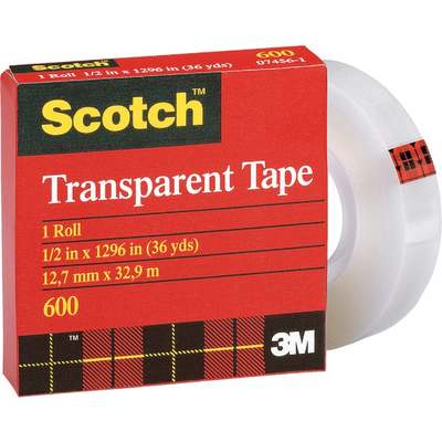 1/2"X36YD TRNSP TAPE RFL