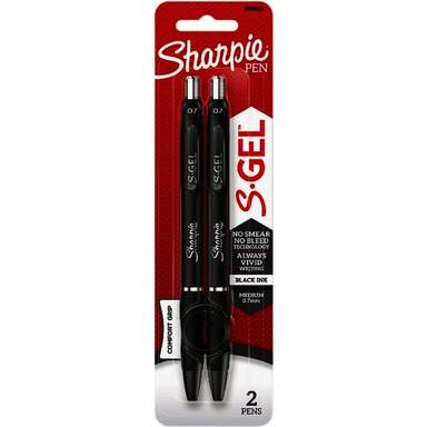 2PK SHARPIE BLK MD PT S-GEL PEN