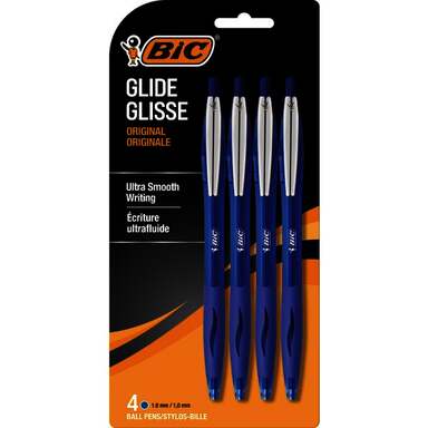 4PK BIC GLIDE BL MED PT PEN