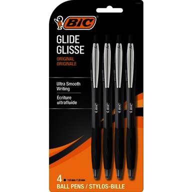 4PK BIC GLIDE BLK MED PT PEN