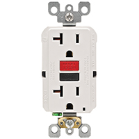 OUTLT GFCI ST RD/BK BTN 15A WH