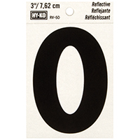HY-KO RV-50/O Reflective Letter, Character: O, 3 in H Character, Black