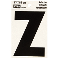 HY-KO RV-50/Z Reflective Letter, Character: Z, 3 in H Character, Black