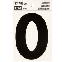 HY-KO RV-50/0 Reflective Sign, Character: 0, 3 in H Character, Black