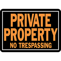 "PRIVATE PROPERTY" ALUM SIGN